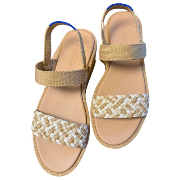 Rothy's The Lightweight Wedge Sandal Size 9.5 Beach Sand Woven NEW
